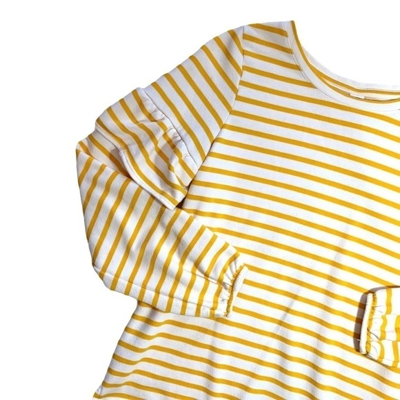Old Navy Lemon Yellow Ruffled Stripe Pull On Crewneck Sweatshirt Top Small - Picture 3 of 15